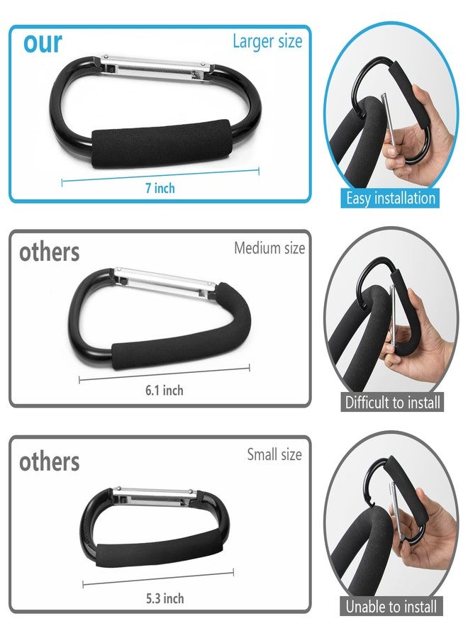 Longomat Baby Stroller Hooks for Hanging Diaper Bags,7" Large Stroller Clip, 2 Pack Stroller Hooks for Hanging Bags and Shopping, Large Carabiner Stroller Accessories for Mom - Image 2