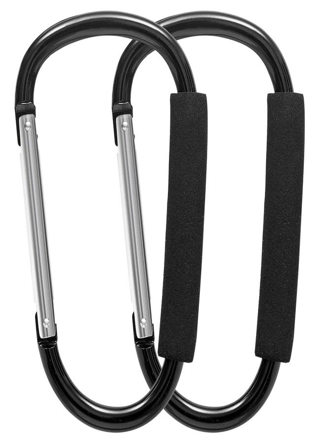 Longomat Baby Stroller Hooks for Hanging Diaper Bags,7" Large Stroller Clip, 2 Pack Stroller Hooks for Hanging Bags and Shopping, Large Carabiner Stroller Accessories for Mom - Image 1