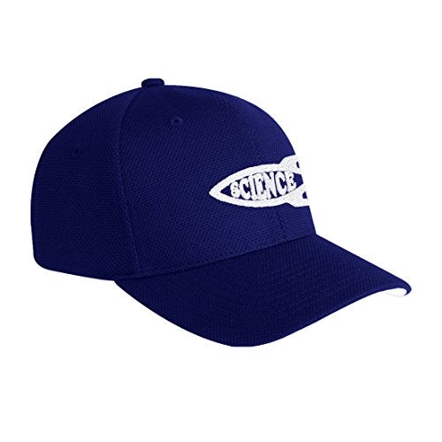 EvolveFISH Rocket Science Fish Embroidered Adult Cool & Dry Piqué Mesh Cap Hat - [Navy] - Image 2