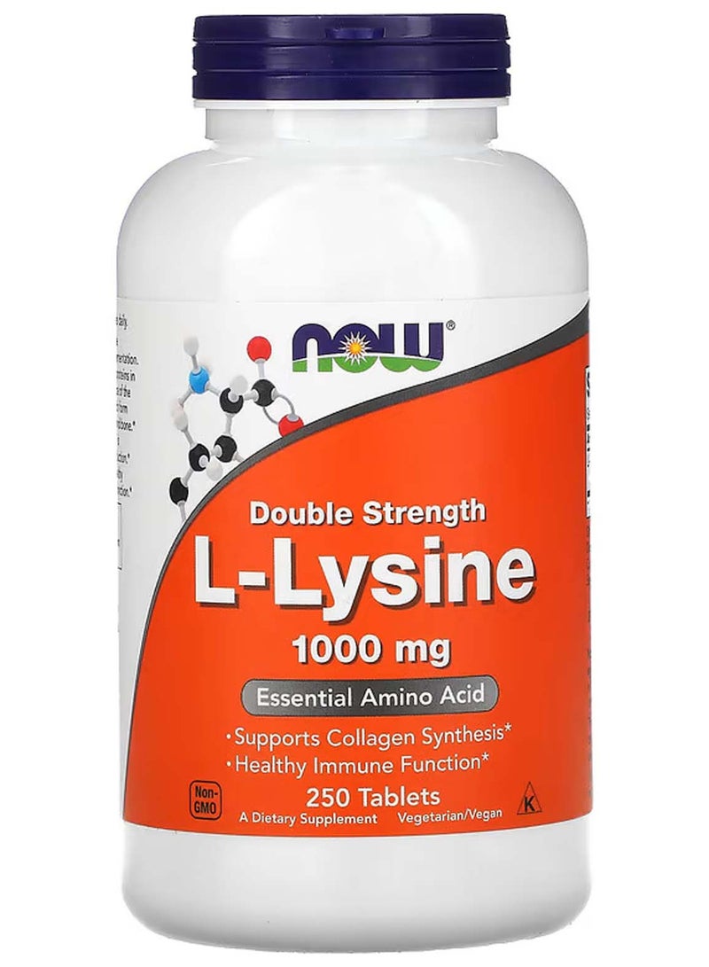 ناو مكمل غذائي إل-لايسين لقوة مضاعفة - 1,000 ملجم، 250 قرصًا - Image 1