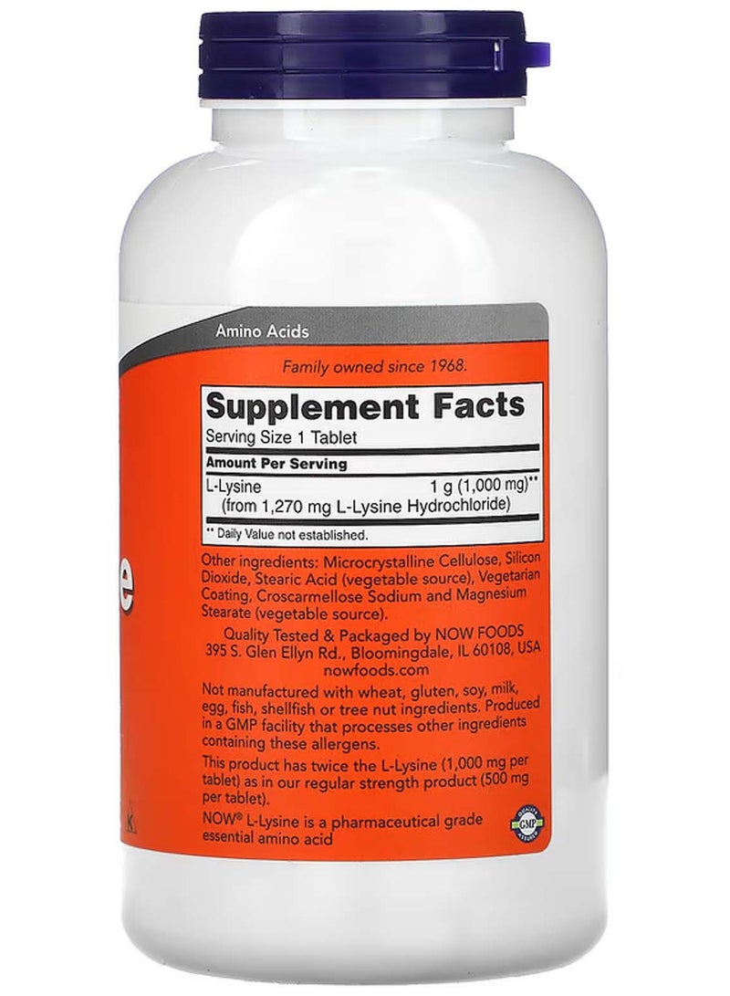 ناو مكمل غذائي إل-لايسين لقوة مضاعفة - 1,000 ملجم، 250 قرصًا - Image 2