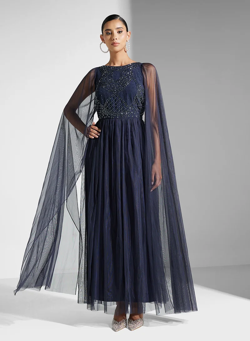 Amelia Rose Embellished Overlay Dress