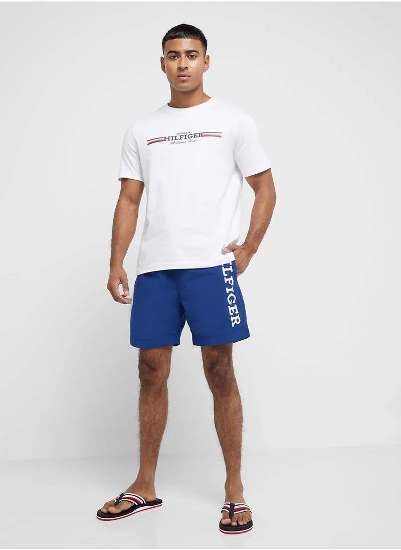 تومي هيلفيغر Logo Print Shorts