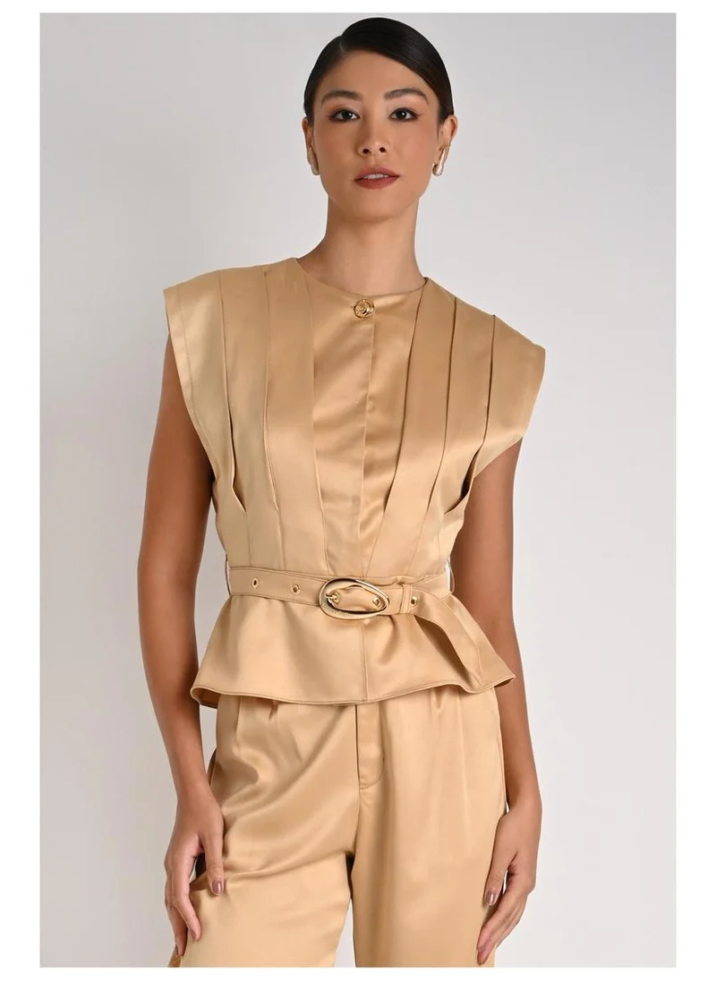 Blouse With Gold Pleats