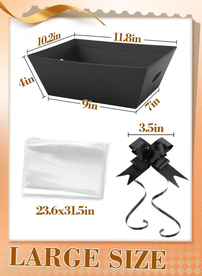 Beeplove 6 Sets Sturdy Basket for Gifts Empty Kit - Includes Gift Bags & Bows, 12'' x 10'' x 4'' Black Gift Baskets for Halloween Thanksgiving's Day Christmas Bridesmaid Baby Shower - Image 5