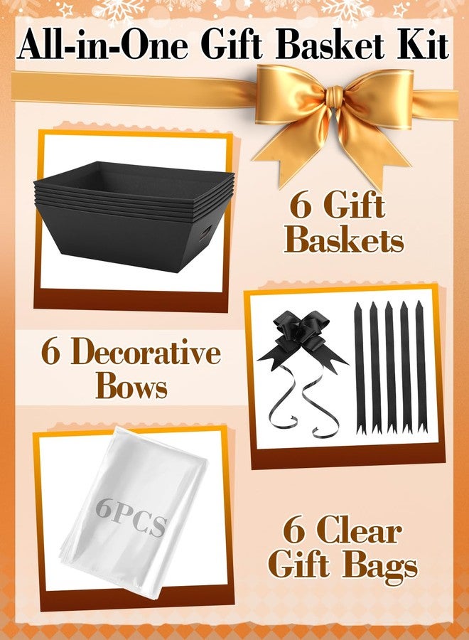 Beeplove 6 Sets Sturdy Basket for Gifts Empty Kit - Includes Gift Bags & Bows, 12'' x 10'' x 4'' Black Gift Baskets for Halloween Thanksgiving's Day Christmas Bridesmaid Baby Shower - Image 4