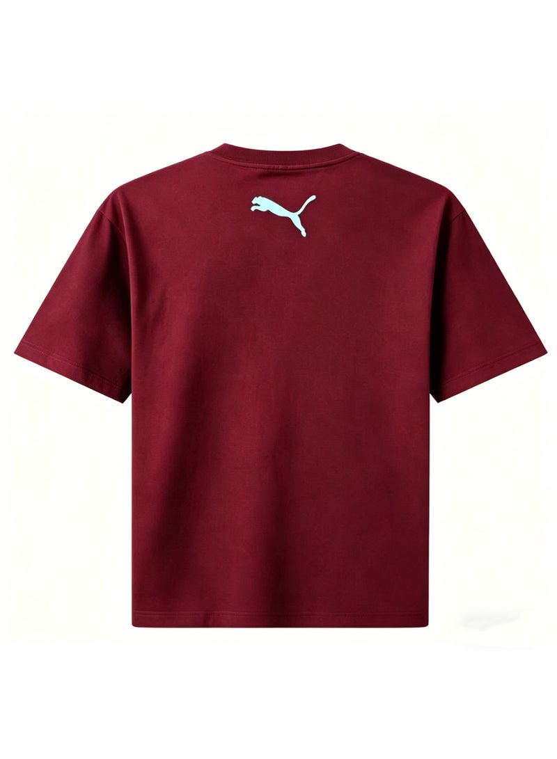 Puma "All in Good Time" 3D Cartoon Character Cotton Burgundy T-Shirt-L - Image 4