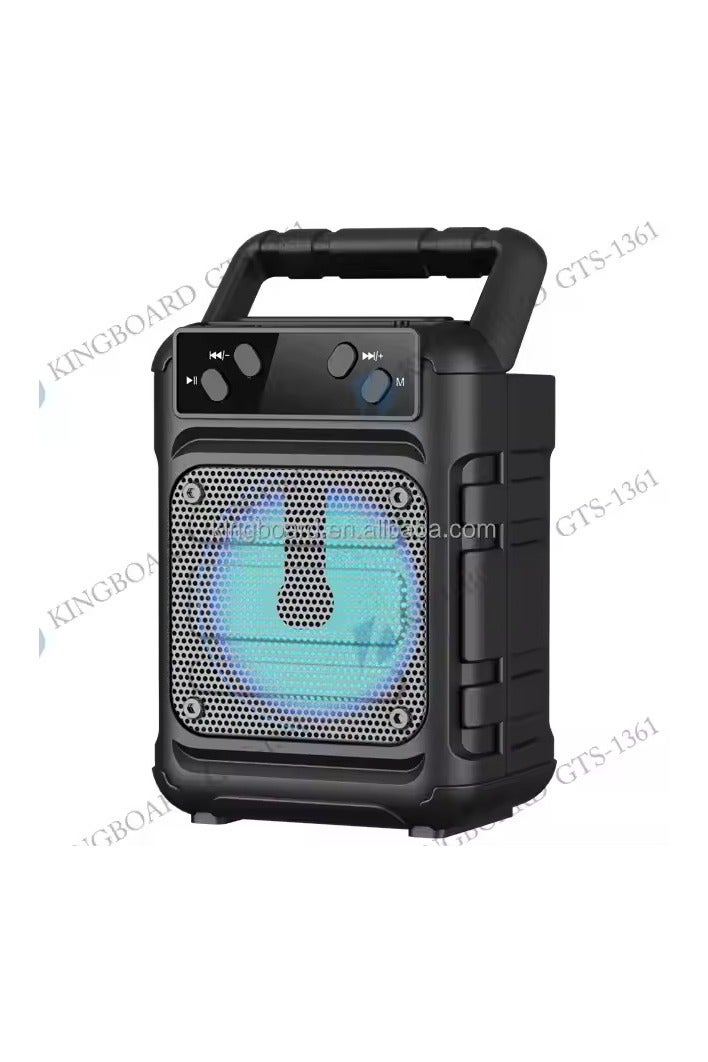 قريت نايس GTS-1361 مكبر صوت كاريوكي صغير محمول مزود ببلوتوث ومكبر صوت متعدد الوسائط مع إضاءة LED وعربة محمولة - Image 1