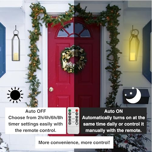 Perfnique Modern Farmhouse Lantern Decor, 15'' 13'' Set of 2 Black Metal Lantern, 2 LED 6hr Timer Flameless Candles ＆ Remote Timer, Lanterns Decorative for Outdoor, Home, Indoor, Patio, Christmas - Image 4