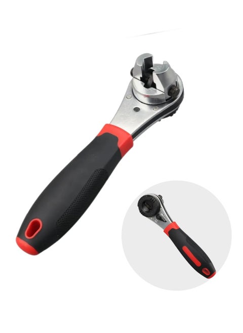 Universal Adjustable Ratchet Wrench, Adjustable Socket Wrench for 6-22mm Screw, Hand Tool with Non-slip Handle