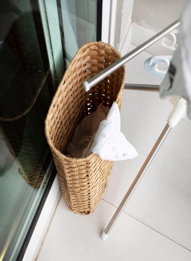 PEMAR Wicker Umbrella Holder Indoor Outdoor, Hand Woven Umbrella Stand Basket Cane Holder Stand Decorative Umbrella Rack for Home, Entryway Rustic Farmhouse Multipurpose Narrow Tall Basket (Natural) - Image 5