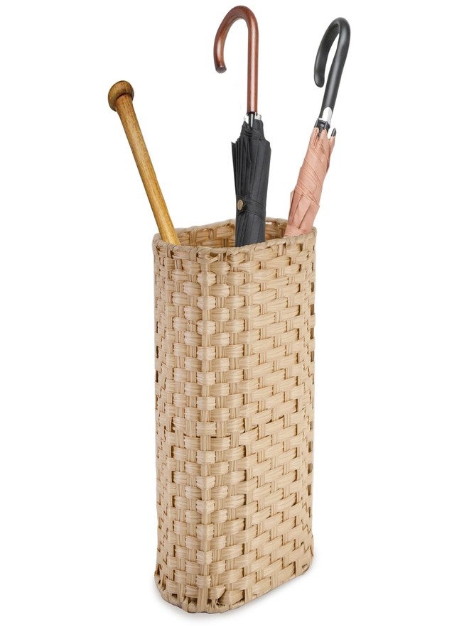 PEMAR Wicker Umbrella Holder Indoor Outdoor, Hand Woven Umbrella Stand Basket Cane Holder Stand Decorative Umbrella Rack for Home, Entryway Rustic Farmhouse Multipurpose Narrow Tall Basket (Natural) - Image 1