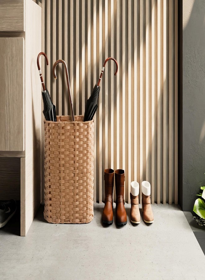 PEMAR Wicker Umbrella Holder Indoor Outdoor, Hand Woven Umbrella Stand Basket Cane Holder Stand Decorative Umbrella Rack for Home, Entryway Rustic Farmhouse Multipurpose Narrow Tall Basket (Natural) - Image 4