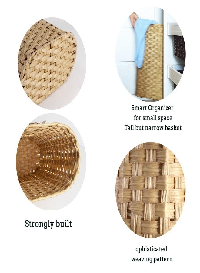 PEMAR Wicker Umbrella Holder Indoor Outdoor, Hand Woven Umbrella Stand Basket Cane Holder Stand Decorative Umbrella Rack for Home, Entryway Rustic Farmhouse Multipurpose Narrow Tall Basket (Natural) - Image 3