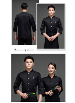 NIBEMINENT Restaurant Chef Uniform Kitchen Work Clothes 7-Point Sleeve Top  - Image 4