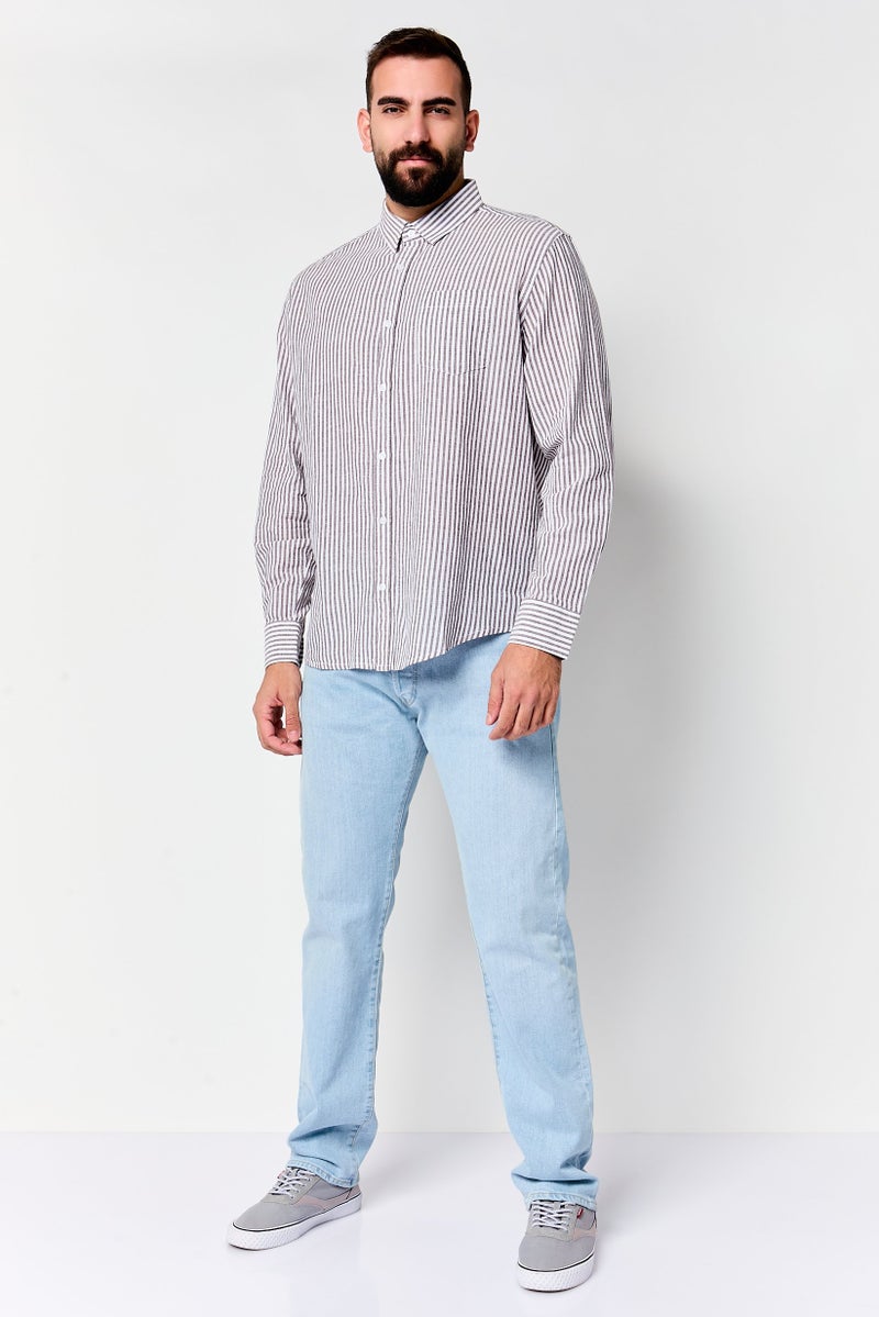 NAUTICA قميص كاجوال بأكمام طويلة مخطط للرجال من نوتيكا، مقاس عادي، متعدد الألوان - Image 2