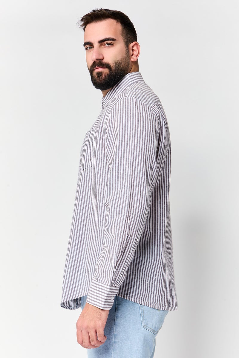 NAUTICA قميص كاجوال بأكمام طويلة مخطط للرجال من نوتيكا، مقاس عادي، متعدد الألوان - Image 3