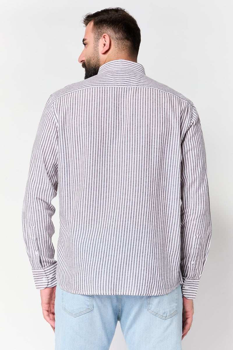 NAUTICA قميص كاجوال بأكمام طويلة مخطط للرجال من نوتيكا، مقاس عادي، متعدد الألوان - Image 4