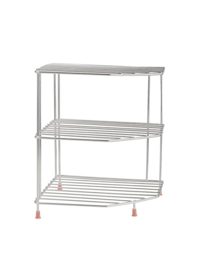 TechSrmaji 3-Tier Stainless Steel Kitchen Organizer Rack - Corner Shelf Rack for Kitchen Storage | Plate & Bowl Holder | Kitchen Steel Rack Stand for Sink, Slab, and Cabinet - Image 4