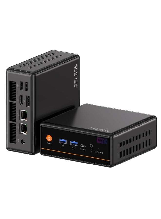 القِلْد جهاز ألعاب صغير WO4، مزود بمنفذي LAN، ومعالج Ryzen 5 5600، وذاكرة وصول عشوائي DDR4 سعة 16 جيجابايت، وقرص SSD من نوع NVMe سعة 512 جيجابايت، ومنفذ Type-C/DP/HD، وجهاز كمبيوتر مكتبي صغير، وواي فاي 6، ودقة 4K/60 هرتز، وشاشة ثلاثية، ومنفذ USB 3.2/بلوتوث 5.2. - Image 1