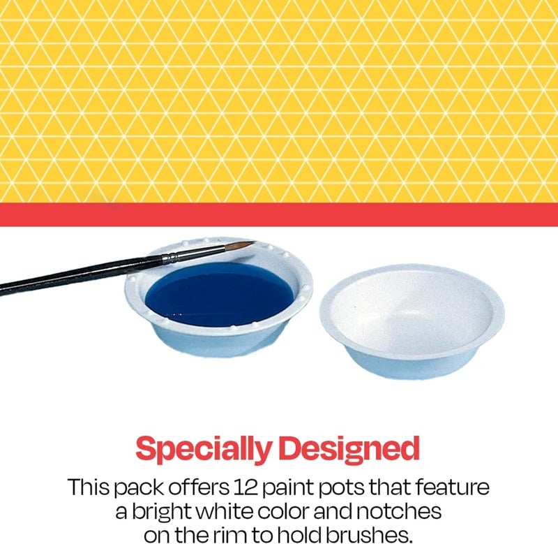 School Smart Plastic Watercolor Paint Cups, 3-3/4 x 1-1/8 Inches, White, Pack of 12 - Image 5