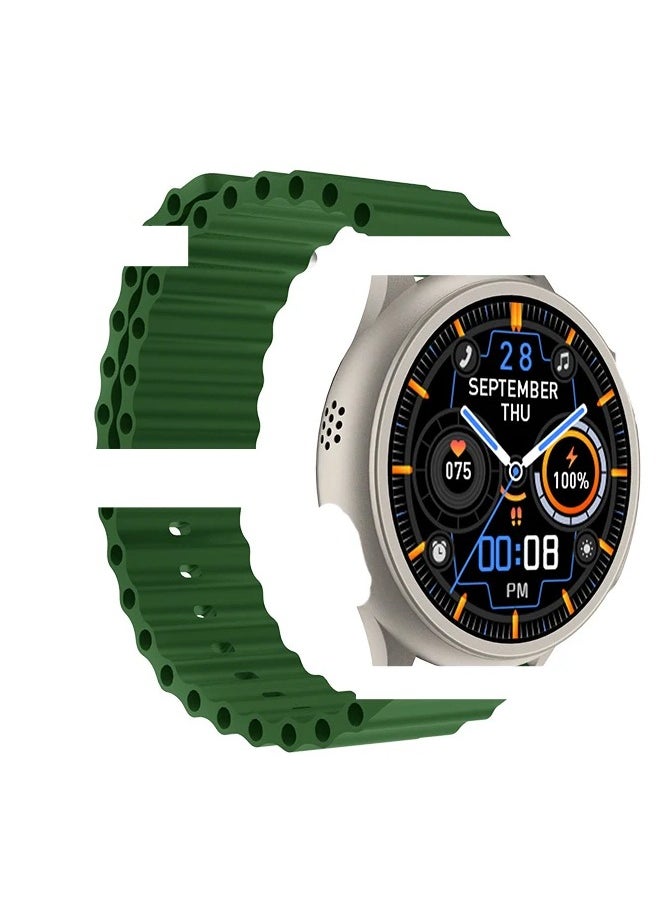 Generic - Smart Watch HM8 Ultra Max Round Dial 1.52 HD Display Wireless Charger Bedside Clock Waterproof Fashion Smartwatch Ultra Green - Image 1