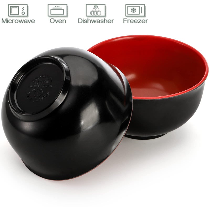 Lyellfe Set of 10 Miso Soup Bowl with Spoon  Restaurant Quality Melamine Cereal Rice Bowl  16 Oz Unbreakable Japanese Dinnerware for Ramen  Udon Noodle  Dishwasher Safe - Image 3