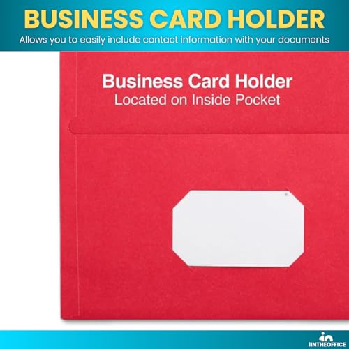 1InTheOffice 2 Pocket Folders, Pocket File Folders Letter Size, Red Pocket Folders, 25 Pack - Image 4