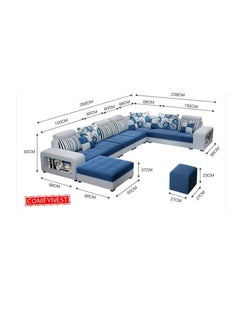 Comfynest Modern U Shaped Sectional Sofa Set 7 Seater Couch Luxury Design Velvet Fabric  - Image 2