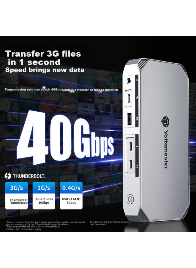 Yottamaster Thunderbolt 4 Expansion Dock, 8k Ultra Hd Triple-screen Display Dock, All-in Video Editing, Supports Chrysanthemum Chain, Suitable For Black Myth: Wukong And Desktop Computers - Image 3