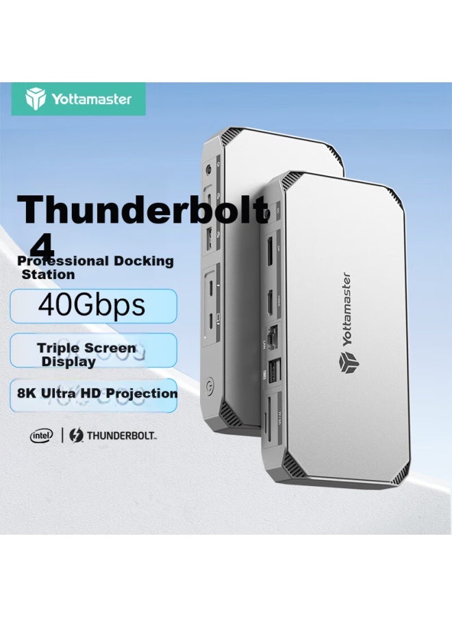 Yottamaster Thunderbolt 4 Expansion Dock, 8k Ultra Hd Triple-screen Display Dock, All-in Video Editing, Supports Chrysanthemum Chain, Suitable For Black Myth: Wukong And Desktop Computers - Image 1