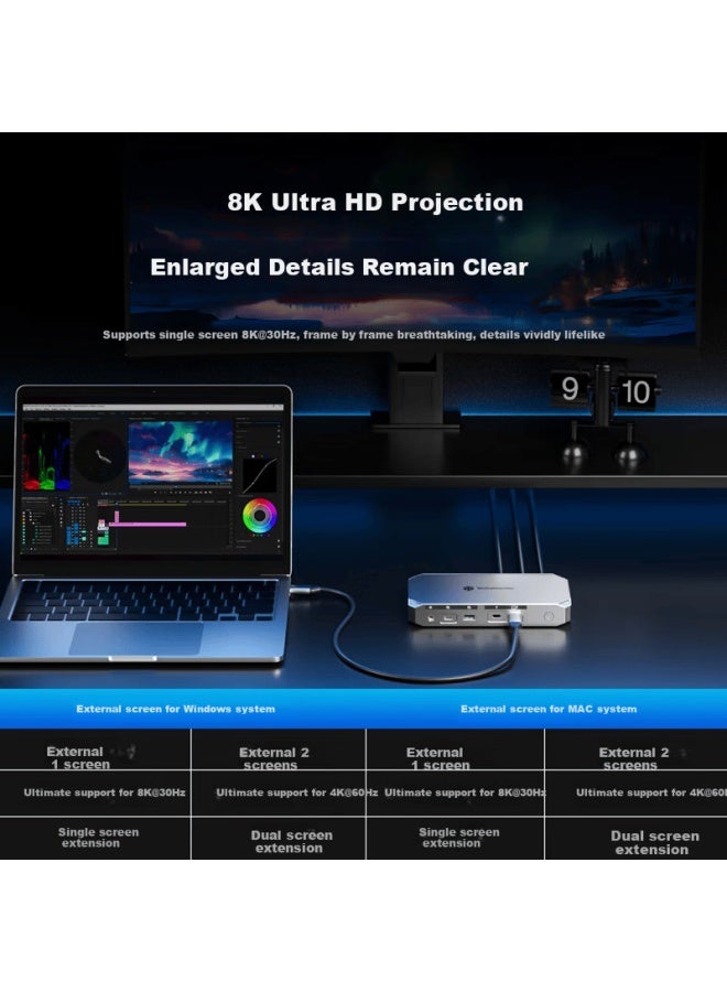 Yottamaster Thunderbolt 4 Expansion Dock, 8k Ultra Hd Triple-screen Display Dock, All-in Video Editing, Supports Chrysanthemum Chain, Suitable For Black Myth: Wukong And Desktop Computers - Image 4