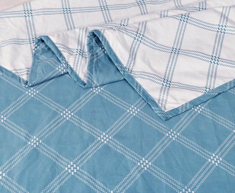 RD TREND® Glace Cotton Reversible Dohar for Single Bed (60x90 Inch) | Soft AC Blanket for Summer & Winter | Lightweight Comforter for All Seasons |Blue & White - Image 3
