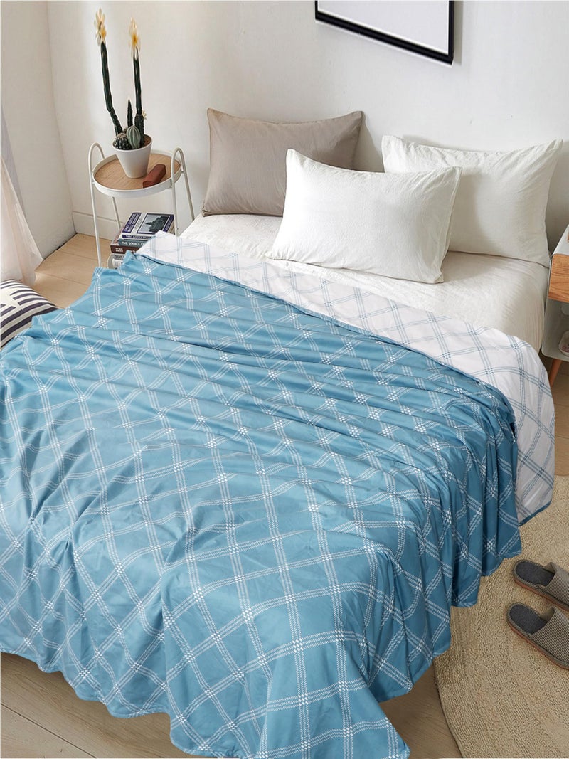 RD TREND® Glace Cotton Reversible Dohar for Single Bed (60x90 Inch) | Soft AC Blanket for Summer & Winter | Lightweight Comforter for All Seasons |Blue & White - Image 4