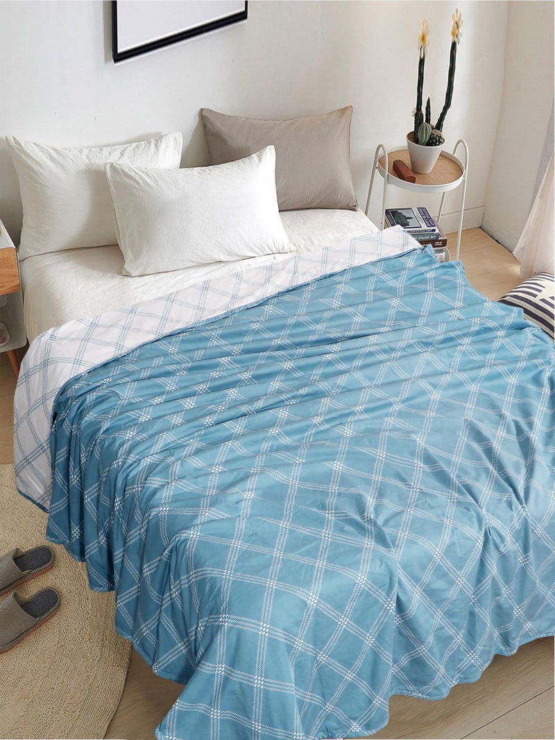 RD TREND® Glace Cotton Reversible Dohar for Single Bed (60x90 Inch) | Soft AC Blanket for Summer & Winter | Lightweight Comforter for All Seasons |Blue & White - Image 2