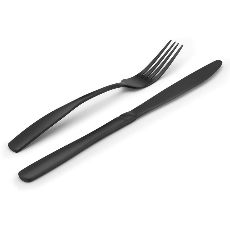 Bysta Matte Black Silverware Set  Bysta 40-Piece Stainless Steel Flatware Set  Kitchen Utensil Set Service For 8  Tableware Cutlery Set For Home And Restaurant  Satin Finish  Dishwasher Safe - Image 3
