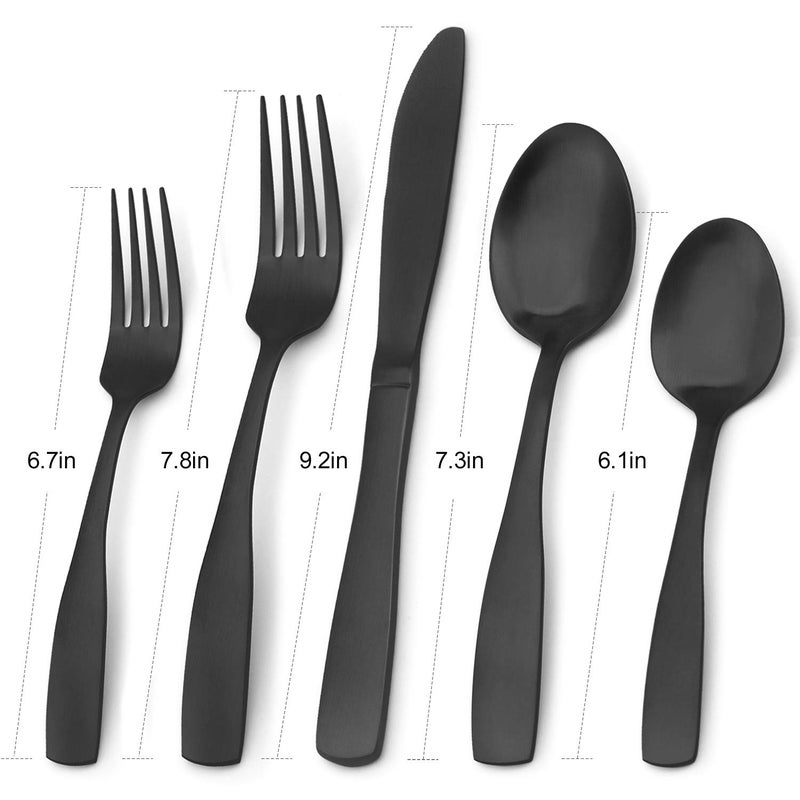 Bysta Matte Black Silverware Set  Bysta 40-Piece Stainless Steel Flatware Set  Kitchen Utensil Set Service For 8  Tableware Cutlery Set For Home And Restaurant  Satin Finish  Dishwasher Safe - Image 2