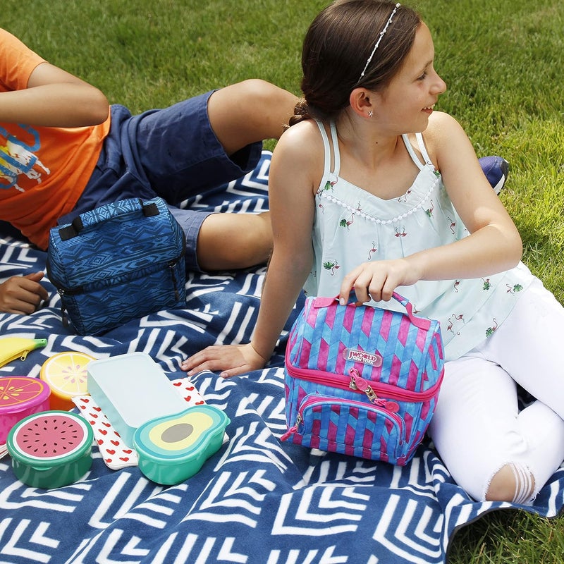 J World New York Corey Insulated Lunch Bag in Block Navy - Image 2