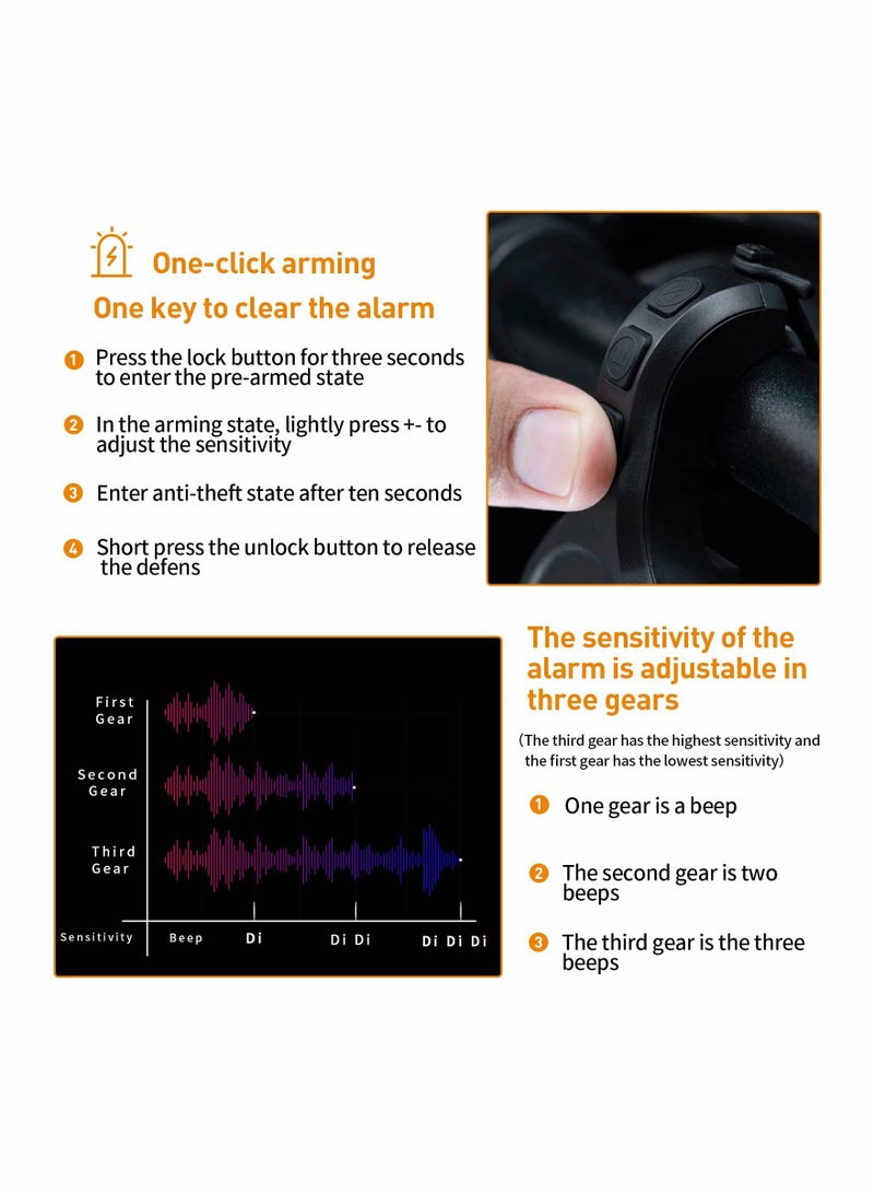 Y&D Electric Bike Horn Bicycle Bell Adjustable 80-130DB, Scooter with USB Rechargeable - Image 3