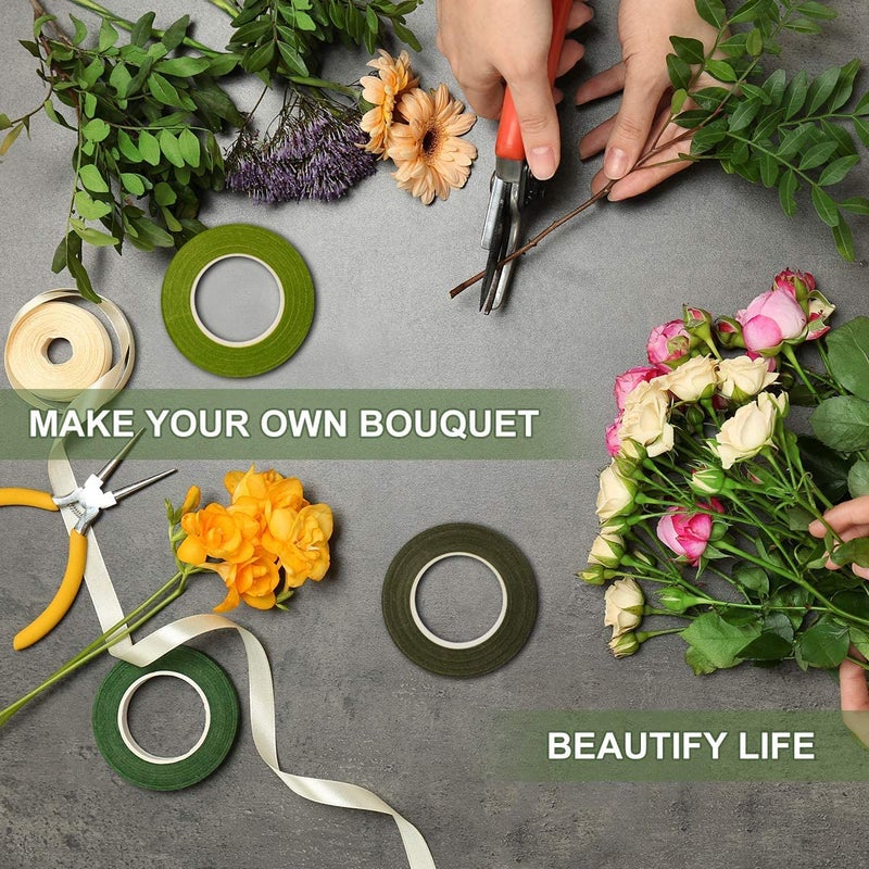 Little Blooms Green Tape for Flower Making - Floral Tape Self-Adhesive for Stem Wrap, Art & Crafts Supplies - Versatile Flower Tape for Stunning Arrangements & Creative Projects (12pc, 9 Meter Each) - Image 4