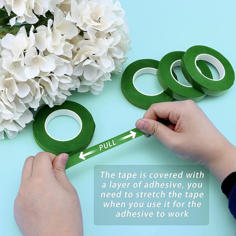 Little Blooms Green Tape for Flower Making - Floral Tape Self-Adhesive for Stem Wrap, Art & Crafts Supplies - Versatile Flower Tape for Stunning Arrangements & Creative Projects (12pc, 9 Meter Each) - Image 3