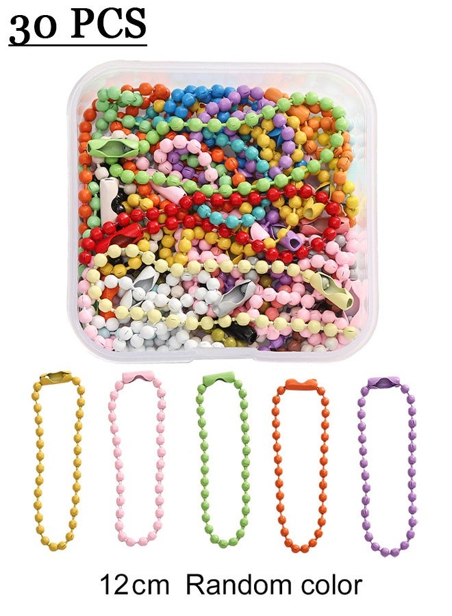 30 Pcs Ball Bead Chain Ball Chain Keychain Dog Tag Necklace Chains Beaded Metal Keychain Beads Chains for Jewelry Making Steel Ball Bead Chain with Connector for Key Craft DIY (Mixed Color) - Image 1