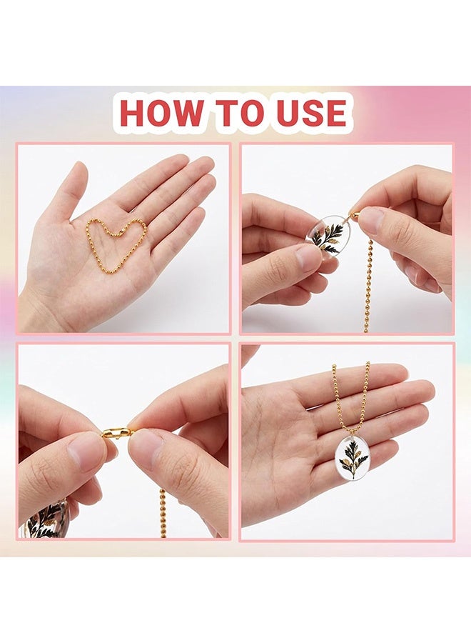 30 Pcs Ball Bead Chain Ball Chain Keychain Dog Tag Necklace Chains Beaded Metal Keychain Beads Chains for Jewelry Making Steel Ball Bead Chain with Connector for Key Craft DIY (Mixed Color) - Image 4