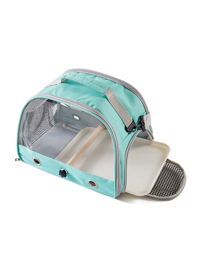 MonaPlay Breathable Small Bird Travel Carrier, Transparent Parrot Bag with Wooden Perch, Detachable Tray, and Easy-Clean Oxford Fabric for Outdoor or Vet Visits - Image 4