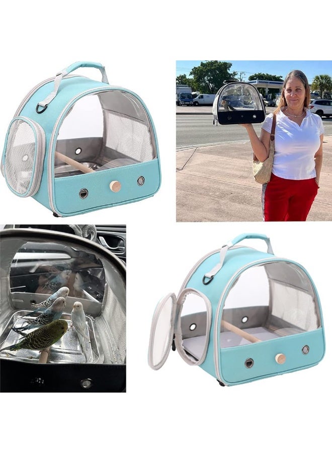 MonaPlay Breathable Small Bird Travel Carrier, Transparent Parrot Bag with Wooden Perch, Detachable Tray, and Easy-Clean Oxford Fabric for Outdoor or Vet Visits - Image 2