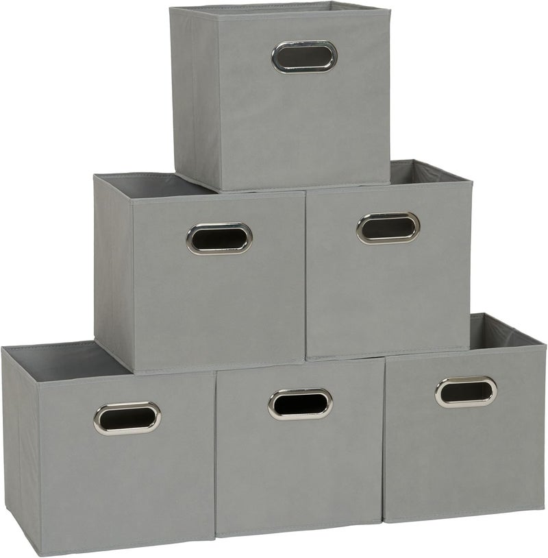 Household Essentials 84-1 Foldable Fabric Storage Bins | Set of 6 Cubby Cubes with Handles | Gray - Image 1