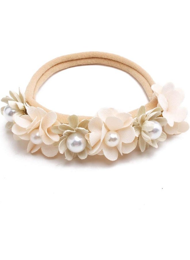 mligril Baby Girl Nylon Headbands Flower Hair Bows Accessories-Elastic Hair Band Crown Handmade FLoral Wraps Birthday Gifts for Girls Newborn Infant Toddler 3Pcs - Image 4