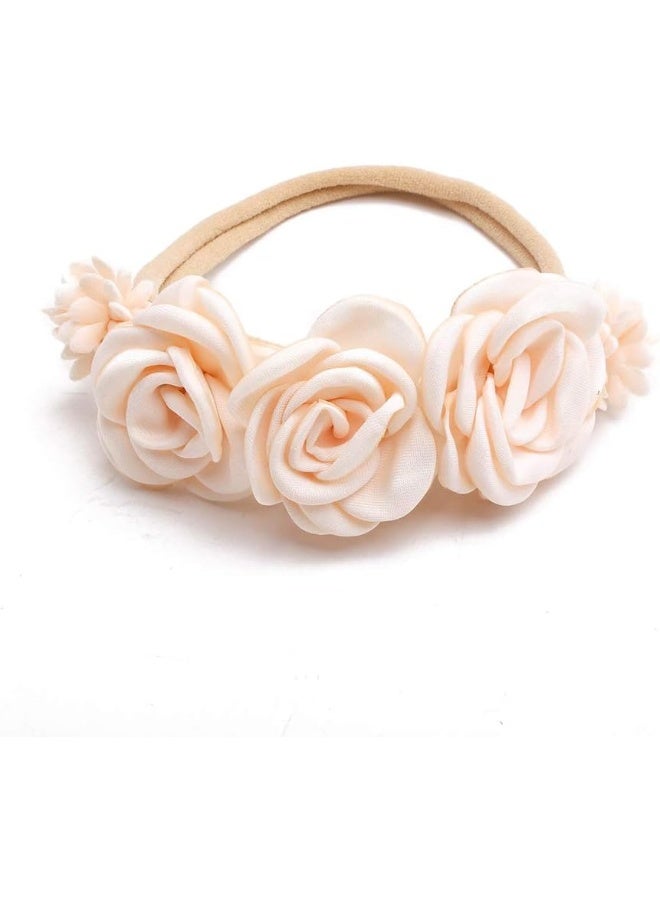 mligril Baby Girl Nylon Headbands Flower Hair Bows Accessories-Elastic Hair Band Crown Handmade FLoral Wraps Birthday Gifts for Girls Newborn Infant Toddler 3Pcs - Image 5