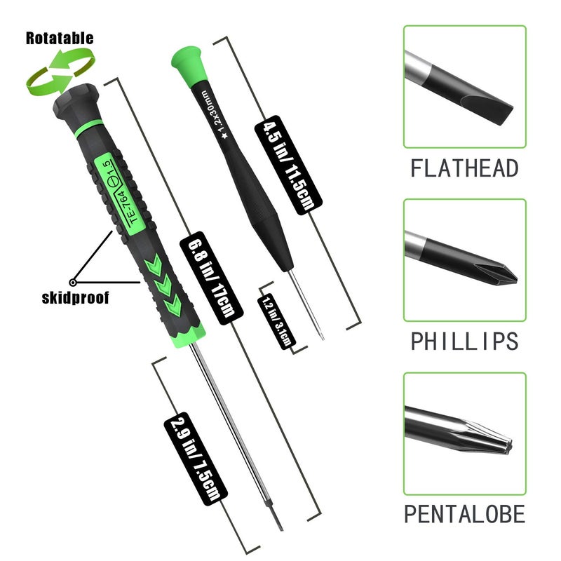 QUEENTI Screwdriver Set, 12 Pcs Small Screwdriver Set with Flathead Phillips Pentalobe Screwdriver In Different Sizes for iPhone PC Laptop Eyeglass Jewelry Watch - Image 2
