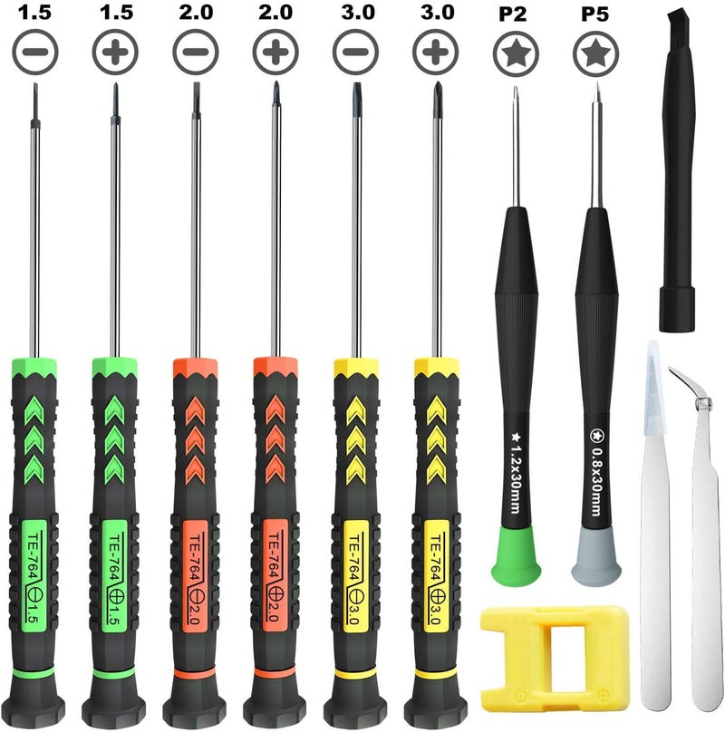 QUEENTI Screwdriver Set, 12 Pcs Small Screwdriver Set with Flathead Phillips Pentalobe Screwdriver In Different Sizes for iPhone PC Laptop Eyeglass Jewelry Watch - Image 1